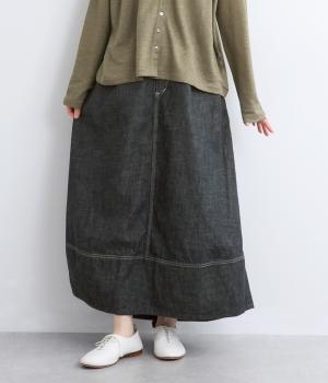 コットンリネンデニムバルーンスカート