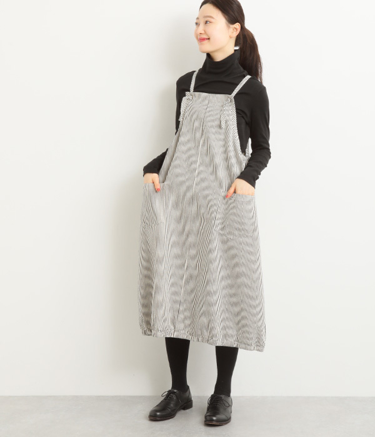 デニム バルーンワンピースエプロン(アイボリー-ONESIZE)