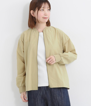 コットン ジップアップブルゾン(ベージュ-ONESIZE)