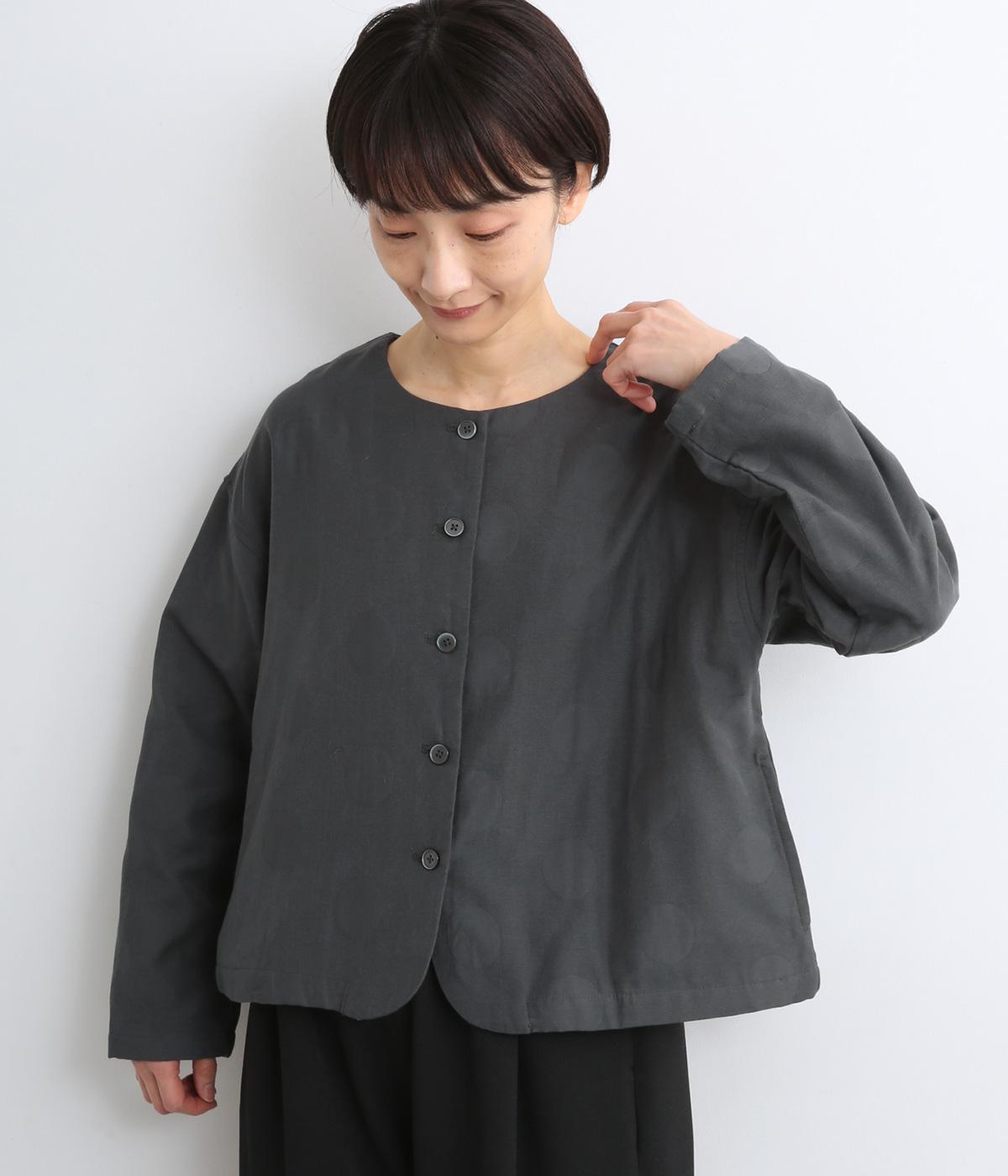 二重織りC/T布帛ジャカードドット柄ジャケット(ダークグレー-F)