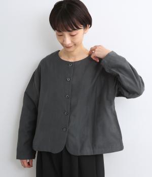 二重織りC/T布帛ジャカードドット柄ジャケット(ダークグレー-F)