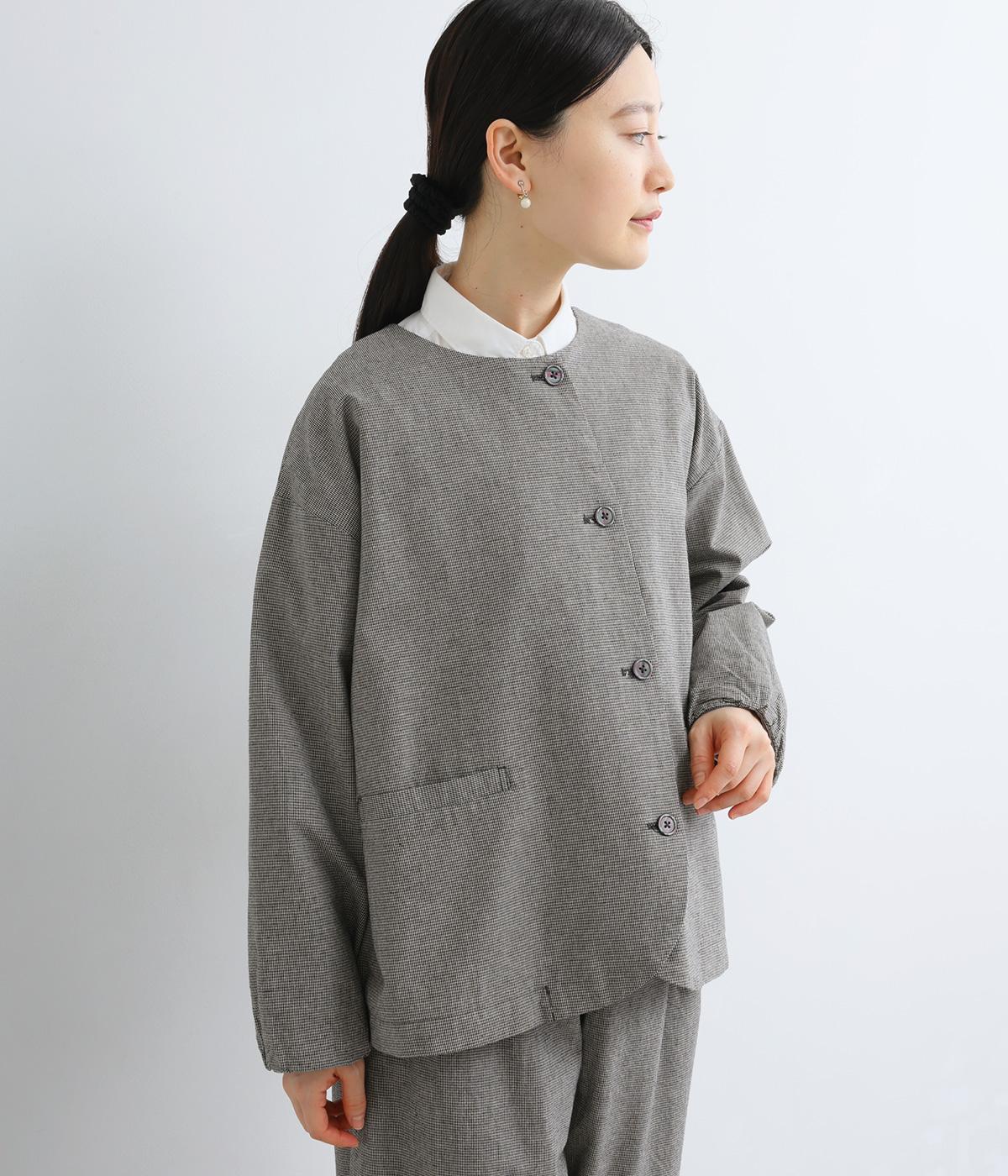 コットンリネンノーカラージャケット