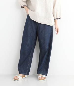 デニム テーパードパンツ(ネイビー-ONESIZE)