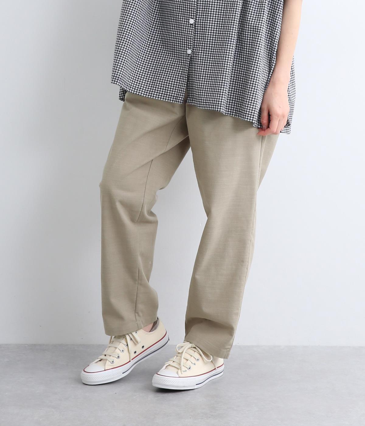 先染めコットンスラブ テーパードパンツ(ベージュ-ONESIZE)