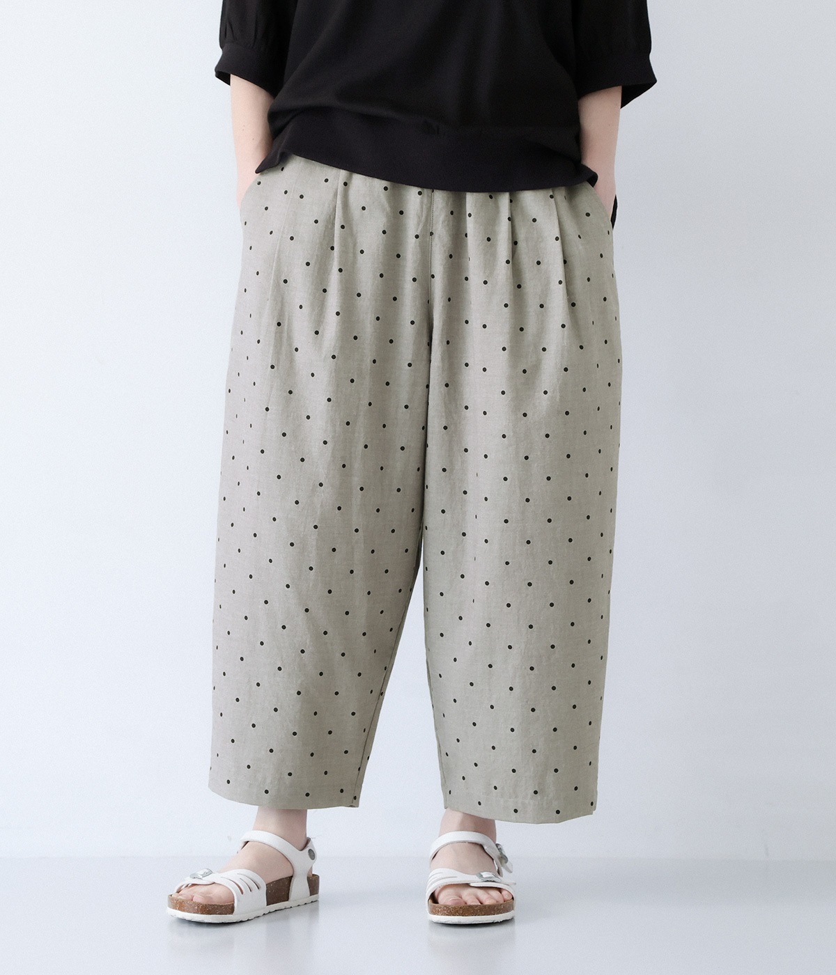 先染めコットン 8分丈バルーンパンツ(グレードット-ONESIZE)