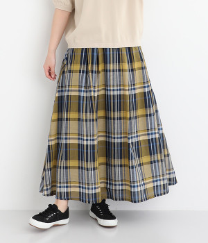 布帛ジャカードチェック タックスカート(ネイビー-ONESIZE)