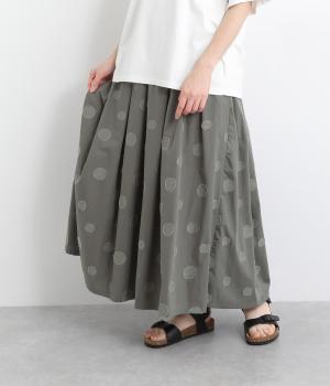 ジャカードドットタックスカート(グレー-ONESIZE)