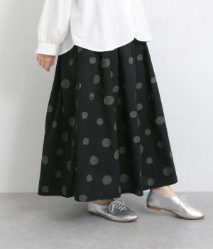 ジャカードドットタックスカート(ブラック-ONESIZE)