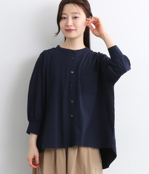 コットン天竺 カットソーカーディガン(ネイビー-ONESIZE)