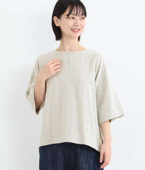 コットン ダブルガーゼ ドットブラウス(アイボリー-ONESIZE)