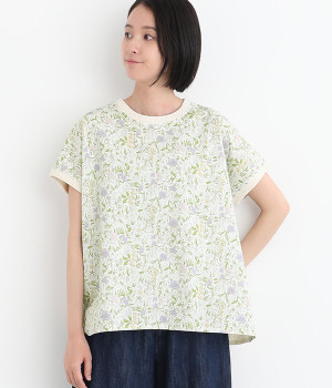 布帛天竺 花柄ブラウス(アイボリー-ONESIZE)