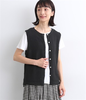 リネンタッチ ブークレニットベスト(杢ブラック-ONESIZE)
