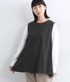コットン キャンブリックシフリー ベスト(チャコール-ONESIZE)
