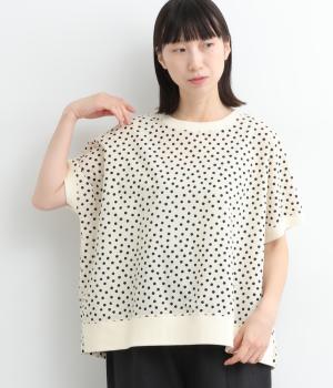 コットン リップル加工リブドットブラウス(アイボリー-ONESIZE)