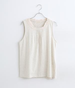 コットンケミカルレースコンビ タンクトップ(ライトグレー-ONESIZE)