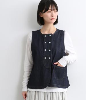 9.3ozタテスラブ入りダブル釦前開きベスト