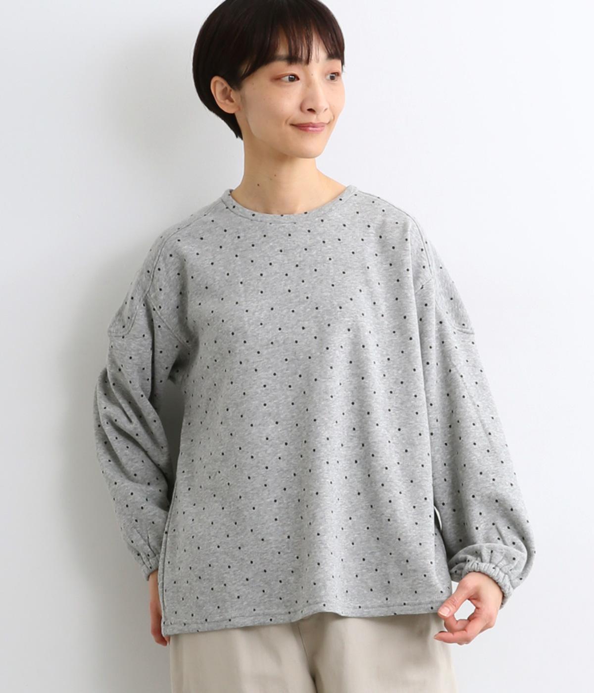 T/C裏シャギードットプリントカットソー(ライトグレー杢-F)