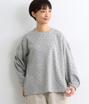 T/C裏シャギードットプリントカットソー(ライトグレー杢-F)