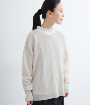 ドライタッチジャカードドットニットカーディガン(アイボリー-F)