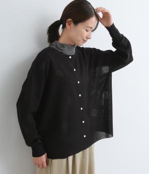 ドライタッチジャカードドットニットカーディガン(ブラック-F)