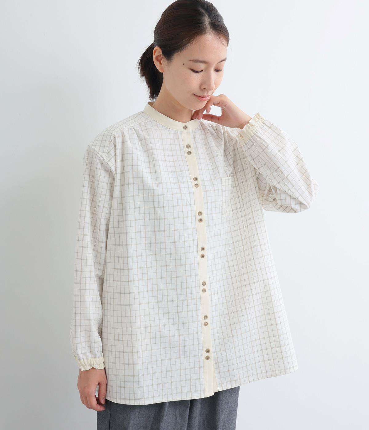 コットンキャンバス　配色チュニック(アイボリー-F)