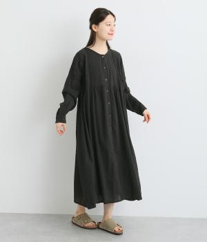 コットンシアサッカー 切替レースワンピース(チャコール-ONESIZE)