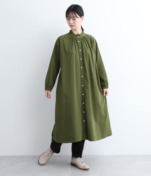 タックフリルつき前開きワンピース(カーキ-F)
