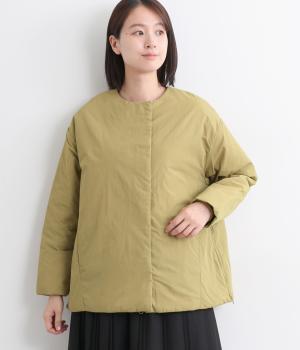 撥水加工ナイロン布帛タフタ中綿キルトミドル丈コート