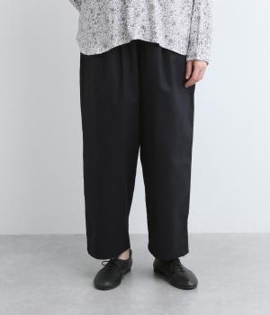 ツイル無地9分丈ワイドテーパードパンツ(ネイビー-F)