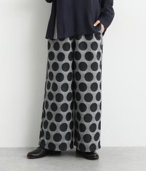 ウエストゴム9分丈セミワイドパンツ(グレー-F)