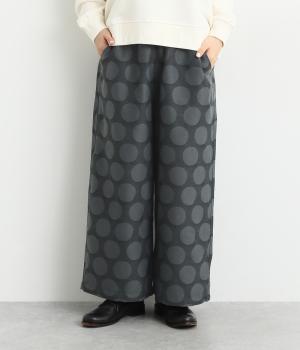 ウエストゴム9分丈セミワイドパンツ(ダークグレー-F)