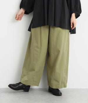 10分丈裾ドロスト入りワイドバルーン2wayパンツ(カーキ-F)