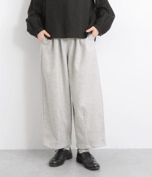 起毛Wフェイスカットソータック・ダーツ入り9分丈バルーンパンツ(ライトグレー杢-F)