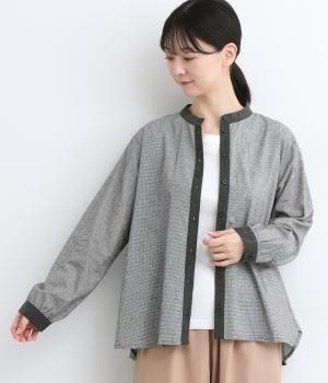 表起毛チェック柄ブラウス(ブラック-F)