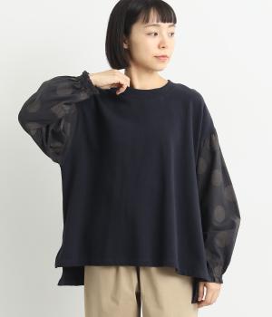 袖ゴム入り裾前後差付プルオーバー(ネイビー-F)