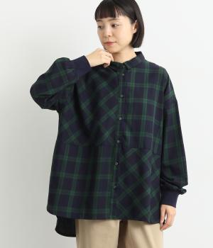 フロント切替前開きチュニック(ネイビー-F)