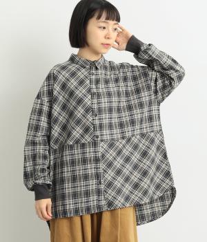 フロント切替前開きチュニック(ダークグレー-F)