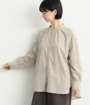 スタンドカラーギャザー入りチュニック(ナチュラル-F)