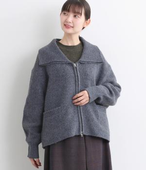 ニットWジップアップカーディガン(ネイビー杢-F)