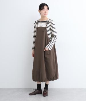 コットンシャンブレーバルーンワンピース