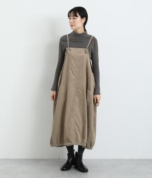 コットンコーデユロイバルーンエプロンワンピース(ベージュ-F)