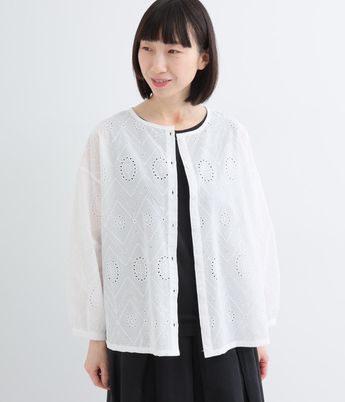 コットン総レースショート丈アウター(ホワイト-F)