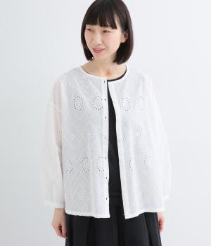 コットン総レースショート丈アウター(ホワイト-F)