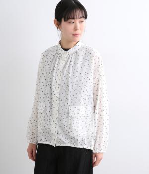 コットンリネン小花柄ポケット付きブルゾン