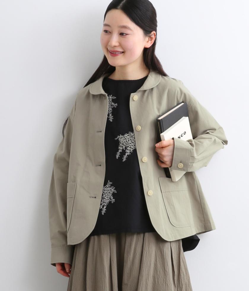 コットンリネン丸襟ジャケット