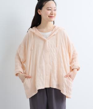 先染めコットンフード付きアウター