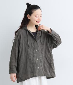 先染めコットンフード付きアウター(チャコール-ML)