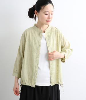 コットンボイル花柄総刺繍ジャケット(グリーン-ML)