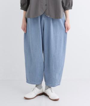 7．4ｏｚ甘練りソフトデニムバルーンパンツ(ブルー-F)
