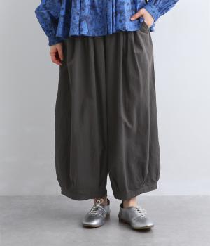 【れんげ】コットンスラブシャンブレー　バルーンパンツ(チャコールグレー-F)